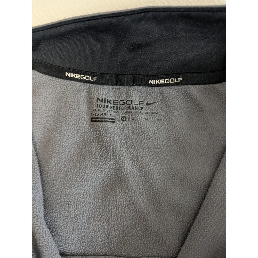 Nike Golf Therma-Fit 1/2 Zip Pullover Mens XL Gray Black Mock Neck Sweatshirt